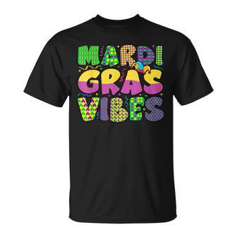 Mardi Gras Vibes Plaid Groovy T-Shirt - Seseable