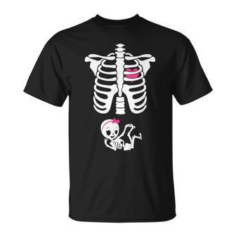 Maternity Baby Girl Skeleton Cute Halloween Pregnancy Bump T-shirt - Thegiftio UK