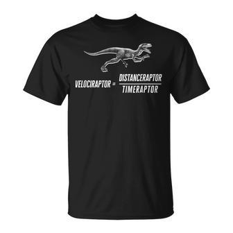 Math Geek Dinosaur Velociraptor Equation V2 Unisex T-Shirt | Mazezy