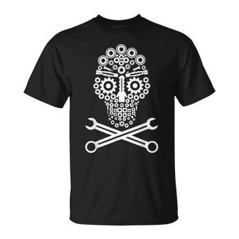 Mechanical Engineer Skull Mechanic Lazy Costume Gift Unisex T-Shirt | Mazezy