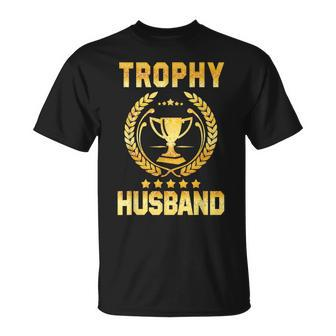Mens Husband Trophy Cup Design Dad Gift Fathers Day Unisex T-Shirt | Mazezy