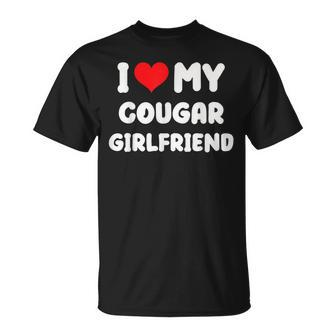 Mens I Love My Cougar Girlfriend I Heart My Cougar Gf Unisex T-Shirt | Mazezy