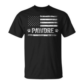 Mens Pawdre Best Dog Dad Ever Us Flag Dog Paw Tee Dog Lover Unisex T-Shirt