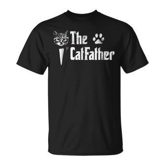 Mens The Catfather Funny Fathers Day Gift For Cat Daddy Unisex T-Shirt | Mazezy