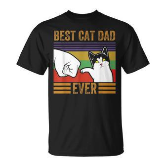 Mens Vintage Best Cat Dad Ever Men Bump Fit Fathers Day Gift Unisex T-Shirt - Seseable