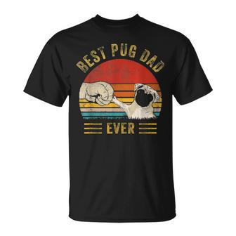 Mens Vintage Best Pug Dad Ever Funny Pug Daddy Fathers Day Gifts Unisex T-Shirt - Seseable