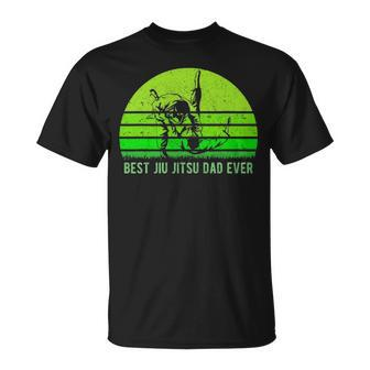 Mens Vintage Retro Best Jiu Jitsu Dad Ever Funny Dad Fathers Day Unisex T-Shirt - Seseable