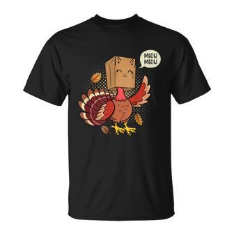 Meow Cat Funny Turkey Thanksgiving Holiday Unisex T-Shirt - Monsterry AU