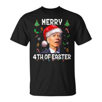 Merry 4Th Of Easter Santa Joe Biden Confused Christmas Light T-shirt - Seseable