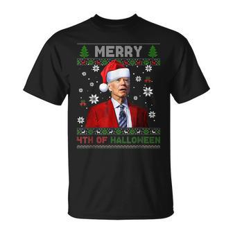 Merry 4Th Of Halloween Biden Ugly Christmas Sweater V5 T-shirt - Thegiftio UK