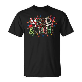 Merry And Bright Christmas Lights Cute Graphic Pajama T-shirt - Thegiftio UK
