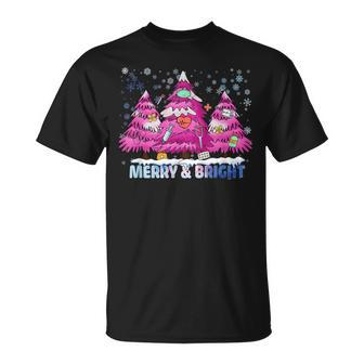 Merry And Bright Nurse Christmas Pink Tree Er Nicu T-shirt - Thegiftio UK