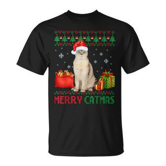 Merry Catmas Cat Ugly Christmas Burmilla Mom Dad Unisex T-Shirt