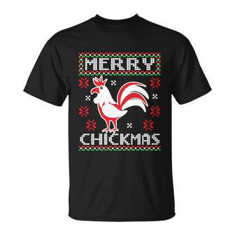 Merry Chickmas Chicken Ugly Christmas Sweater Gift Unisex T-Shirt - Monsterry