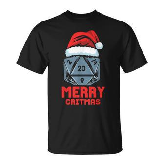 Merry Critmas D20 Tabletop Rpg Gamer - Christmas T-shirt - Seseable