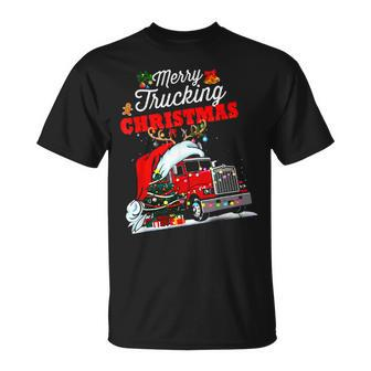 Merry Trucking Christmas Truck With Santa Hat T-shirt - Seseable