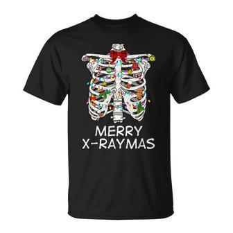 Merry X-Raymas Skeleton Rib Cage Radiology Christmas T-shirt - Thegiftio UK