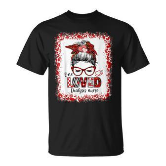 Messy Bun Hair One Loved Dialysis Nurse Valentines Day T-shirt - Seseable