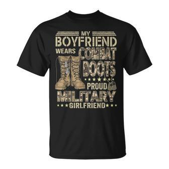 Military Girlfriend My Boyfriend Wears Combat Boots Army T-Shirt - Seseable