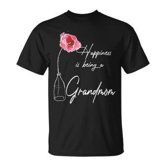 Mom Grandma Happiness Is Being A Grandmom Floral Gift Unisex T-Shirt | Mazezy