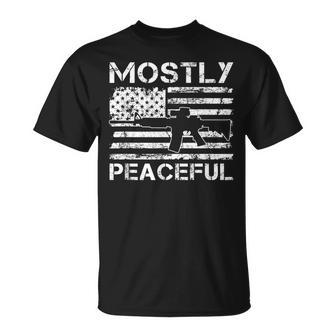 Mostly Peaceful Pro Guns 2Nd Amendment Ar15 Usa Gun T-Shirt - Seseable