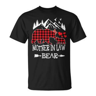 Mother In Law Bear Christmas 2022 Red Buffalo Plaid T-shirt - Thegiftio UK
