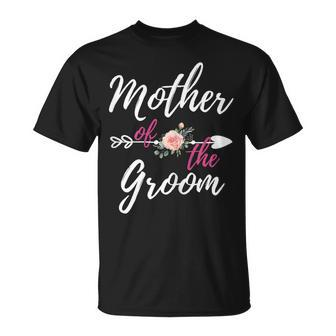 Mother Of The Groom Cute Rose Arrow Mom Bride Wedding Gift For Womens Unisex T-Shirt | Mazezy