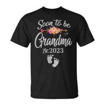 Mother Womens Soon To Be Grandma 2023 With Flower Mothers Day Mom Unisex T-Shirt - Monsterry UK