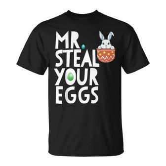 Mr Steal Your Eggs Kids Easter Sunday Funny Boys Easter Unisex T-Shirt | Mazezy