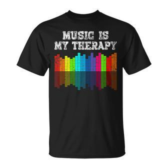 Music Lover Musician Music Is My Therapy Equalizer Dj T-Shirt - Seseable