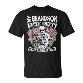 My Grandson Has Your Back Proud Army Grandma Gift Unisex T-Shirt | Mazezy