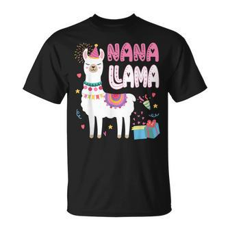 Nana Llama Grandma Of A Birthday Boy Girl Llama Birthday Unisex T-Shirt | Mazezy DE