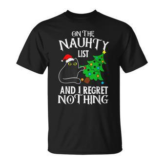 On The Naughty List And I Regret Nothing Cat Christmas T-shirt - Seseable