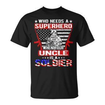 Who Needs Superhero My Uncle Is A Soldier Military Family T-Shirt - Seseable