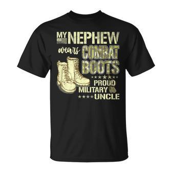 My Nephew Wears Combat Boots Dog Tags Proud Military Uncle T-Shirt - Seseable