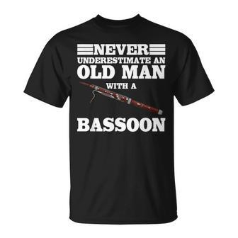 Never Underestimate An Old Man With A Bassoon Funny Music Unisex T-Shirt | Mazezy