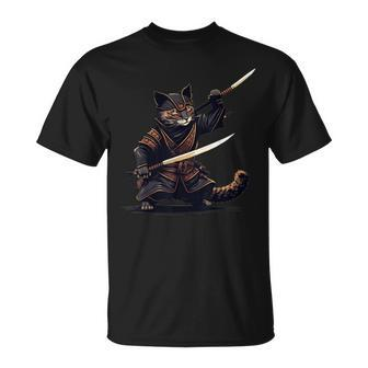 Ninja Cat Japanese Samurai Catzilla Anime Kawaii Cat T-Shirt - Seseable