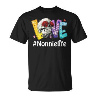 Nonnie Life Love Grandma Skull Rose Mothers Day Unisex T-Shirt | Mazezy