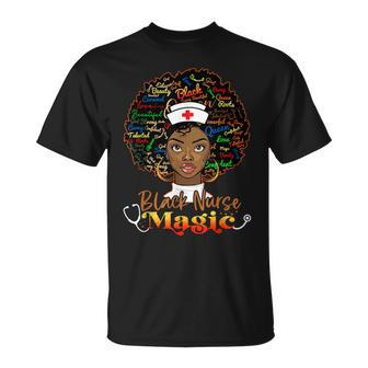 Nurse Black Woman Magic Afro Melanin Queen Black History V2 T-Shirt - Seseable