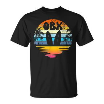 Obx Outer Banks North Carolina Retro Sunset Surfing Obx Unisex T-Shirt | Mazezy