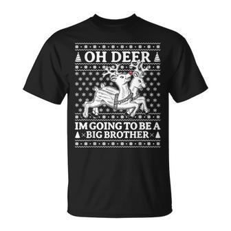 Oh Deer Im Going To Be A Big Brother Christmas Pregnancy T-shirt - Thegiftio UK