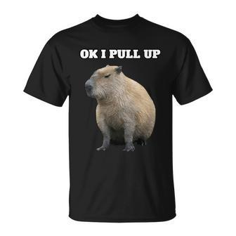 Ok I Pull Up Capybara Unisex T-Shirt - Monsterry