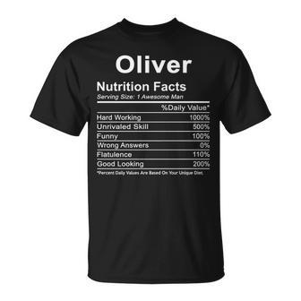 Oliver Name Funny Gift Oliver Nutrition Facts V2 Unisex T-Shirt - Seseable