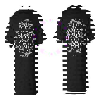 One Blessed Nana Lavender Floral Wreath Grandma Gift Nana Unisex T-Shirt | Mazezy