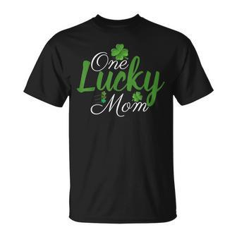 One Lucky Mom Shamrock Mom Life St Patricks Day T-Shirt - Seseable