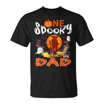 One Spooky Dad Halloween Witch Boo Ghosts Scary Pumpkins Unisex T-Shirt | Mazezy