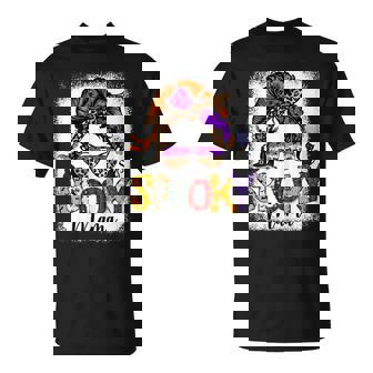 One Spooky Mama Messy Bun Witch Mom Halloween Costume T-shirt - Thegiftio