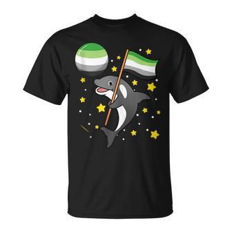 Orca In Space Aromantic Pride Unisex T-Shirt | Mazezy