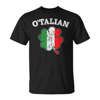Otalian Shamrock And Italy Flag For Italian St Patricks Day Unisex T-Shirt | Mazezy