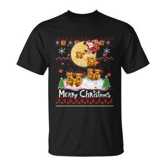 Pajama Reindeer Dachshund Tree Xmas Ugly Christmas Sweater Gift Unisex T-Shirt - Monsterry CA
